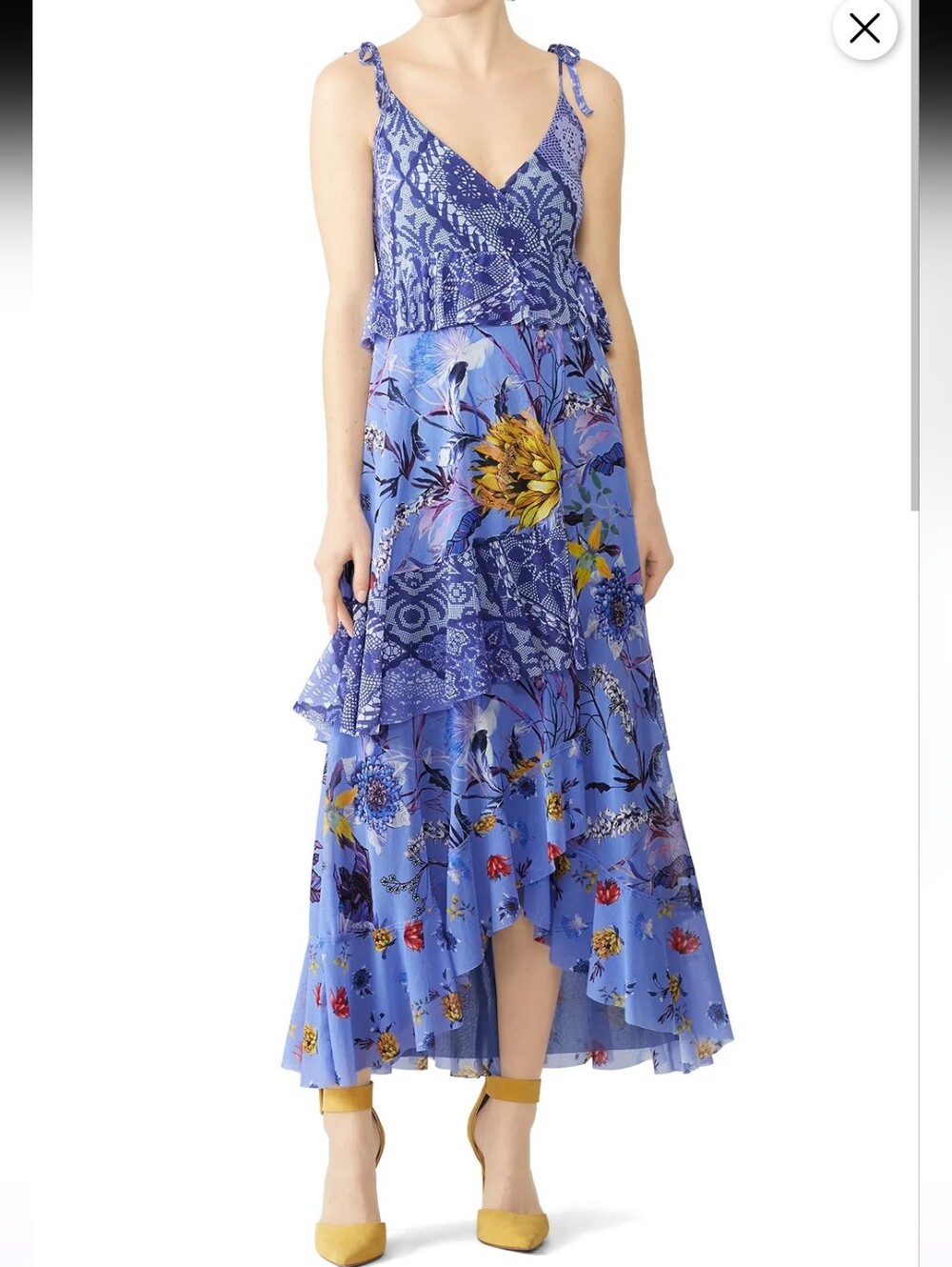 Fuzzi Lavender Patchwork Floral Wrap Dress Size M